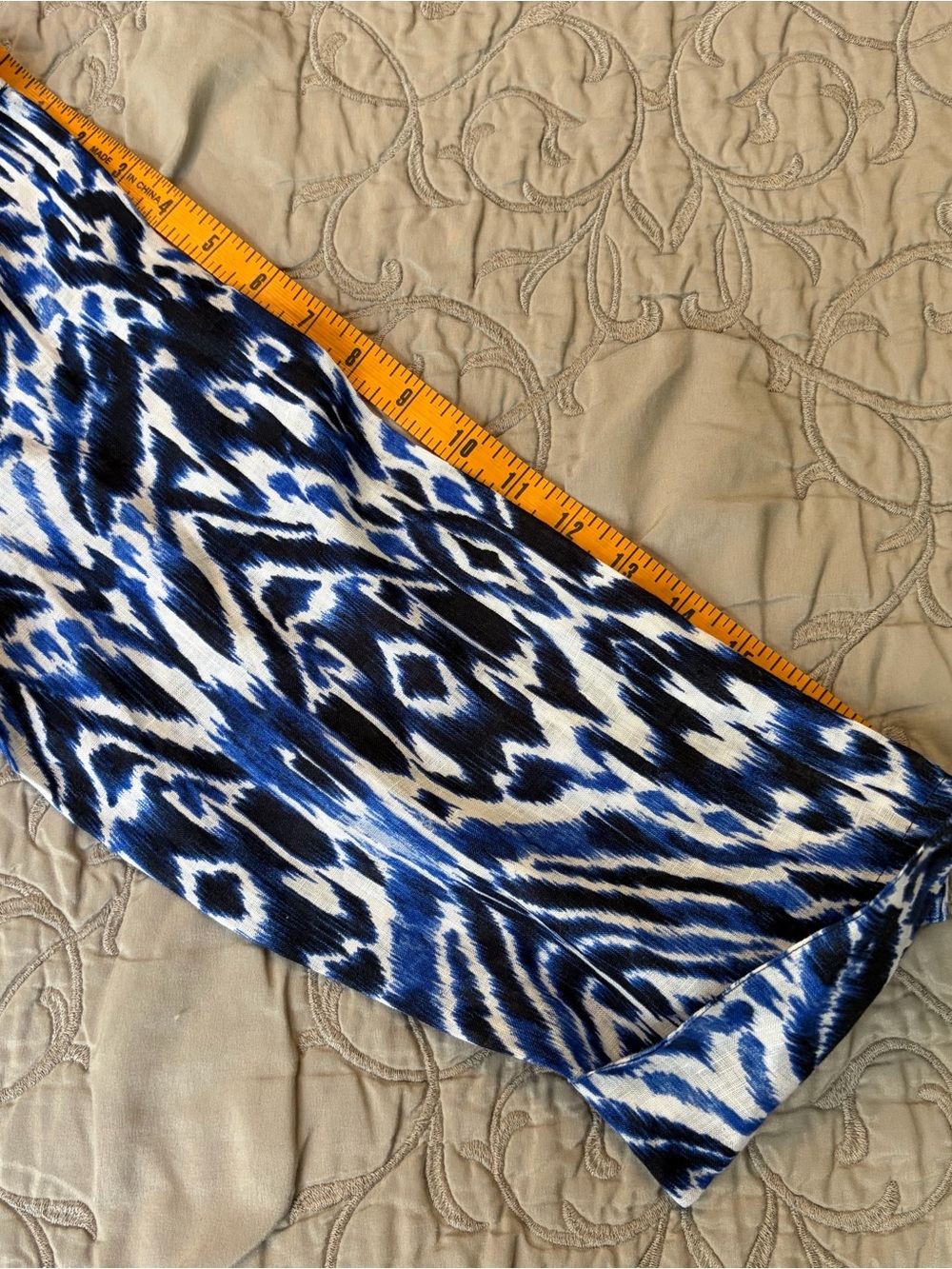 Chico's Shirt Sz 2 Large Linen Women’s Blue/White Ikat Abstract 100% Linen Tunic - Picture 9 of 11